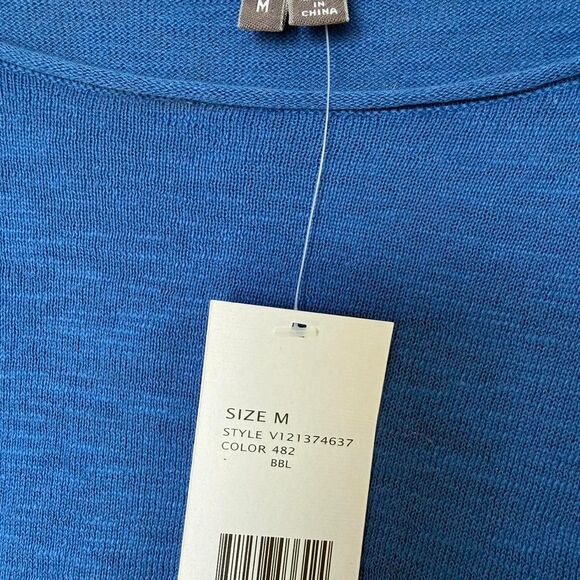 Vince NWT Blue 100% Cotton Textured Knit Sweater Lightweight Minimalist Size M - Picture 3 of 8